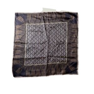 Robert Talbott Pure‎ Silk Pocket Square Black Gold Made in England